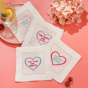 Cocktail Chuckles Embroidered Cocktail Napkins / Coasters - Set of 4